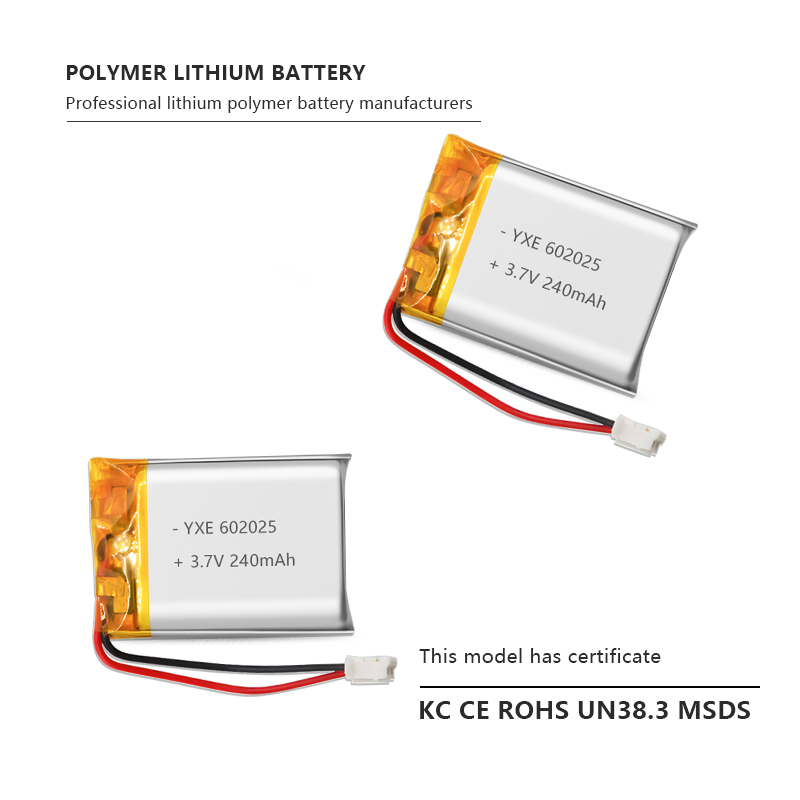 3.7 V Li-ion Battery 602025-240mah